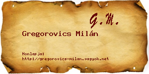 Gregorovics Milán névjegykártya